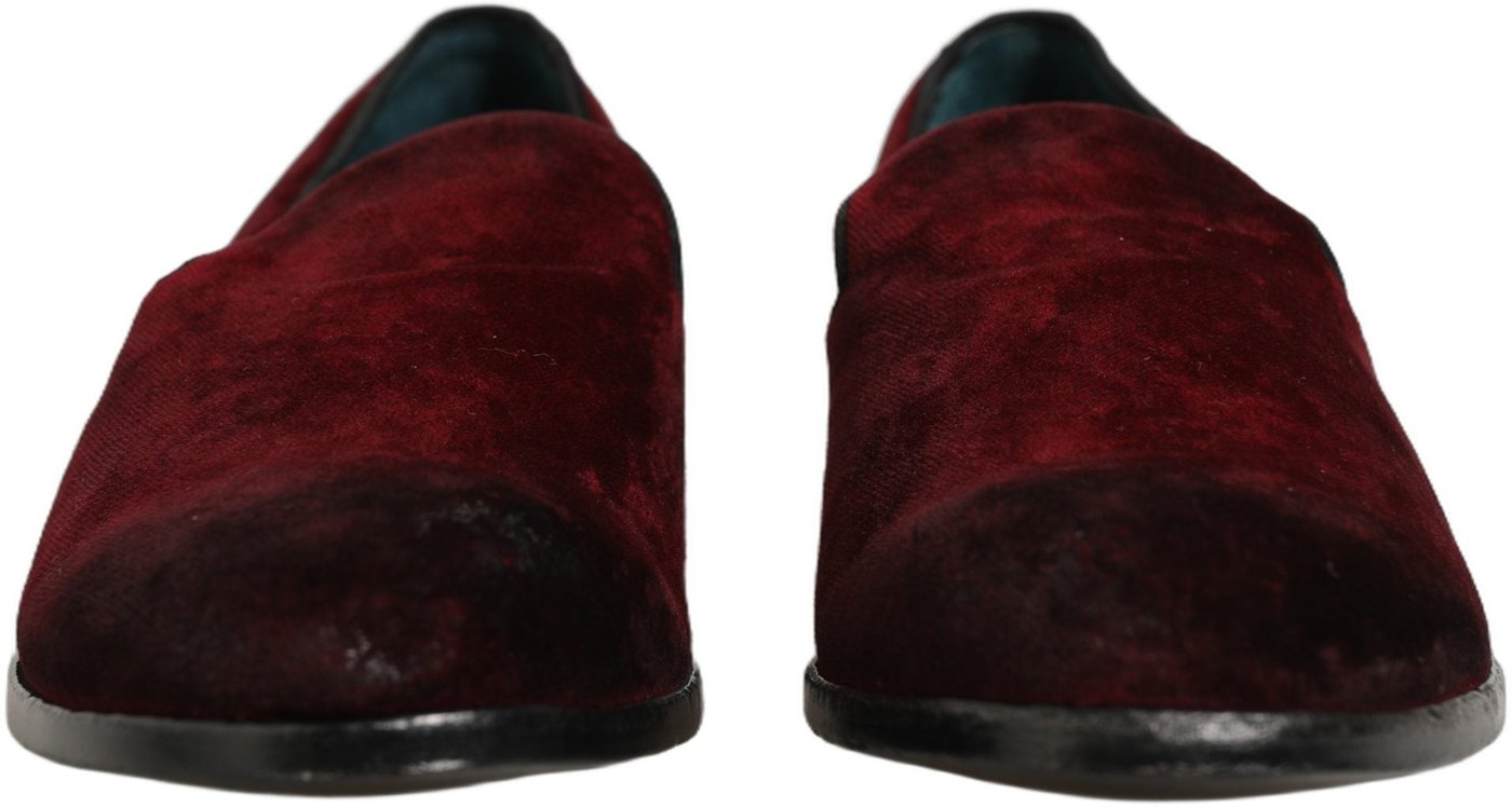 Dolce & Gabbana Maroon Suede Slip On Slippers Loafers Shoes