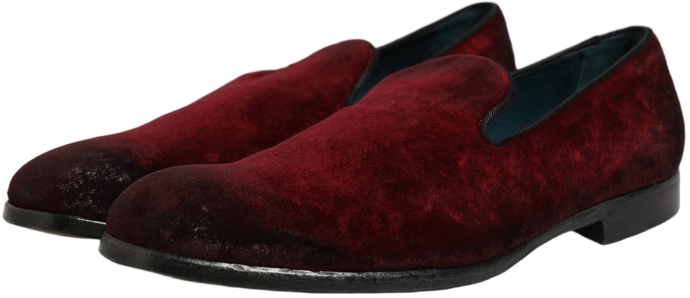 Dolce & Gabbana Maroon Suede Slip On Slippers Loafers Shoes