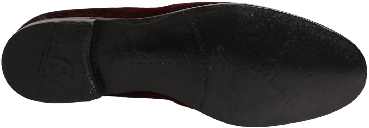 Dolce & Gabbana Maroon Suede Slip On Slippers Loafers Shoes