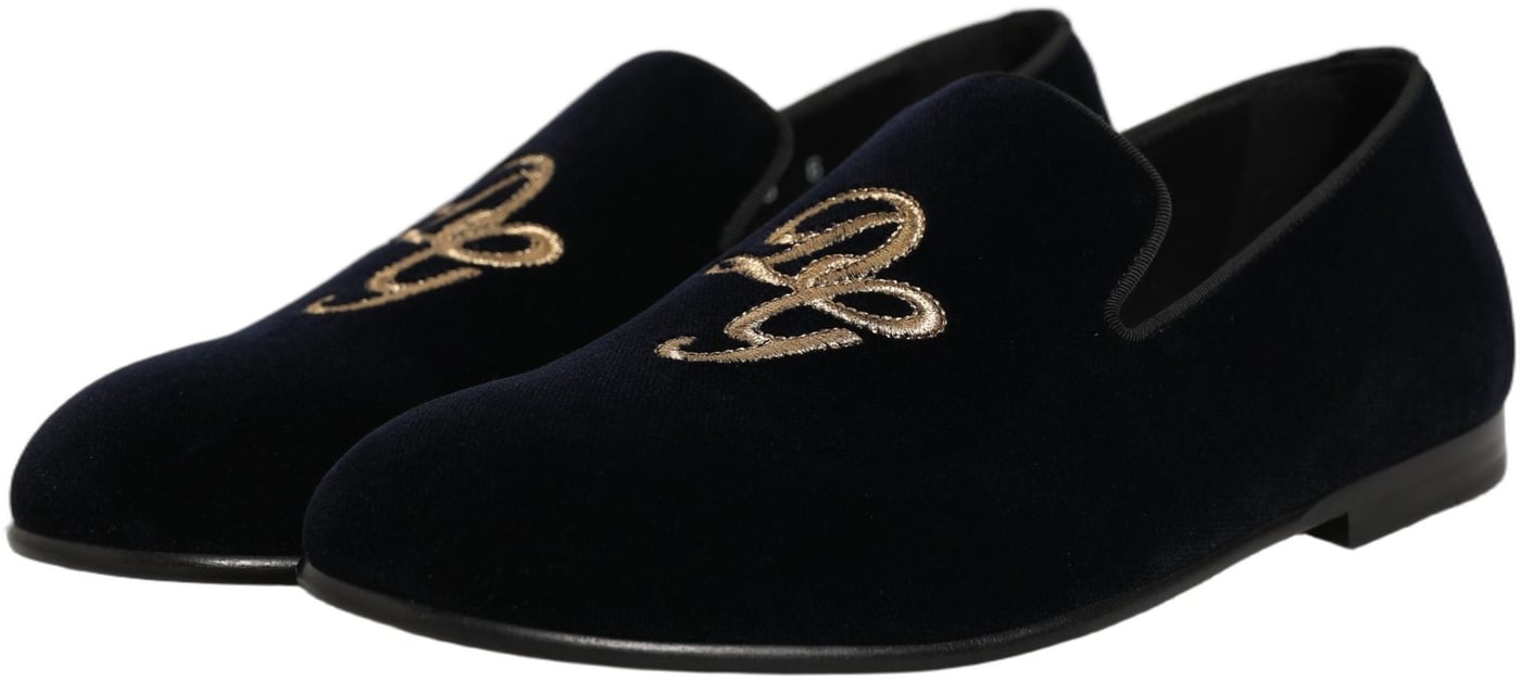 Dolce & Gabbana Black Suede DG Logo Slippers Men Loafers Shoes
