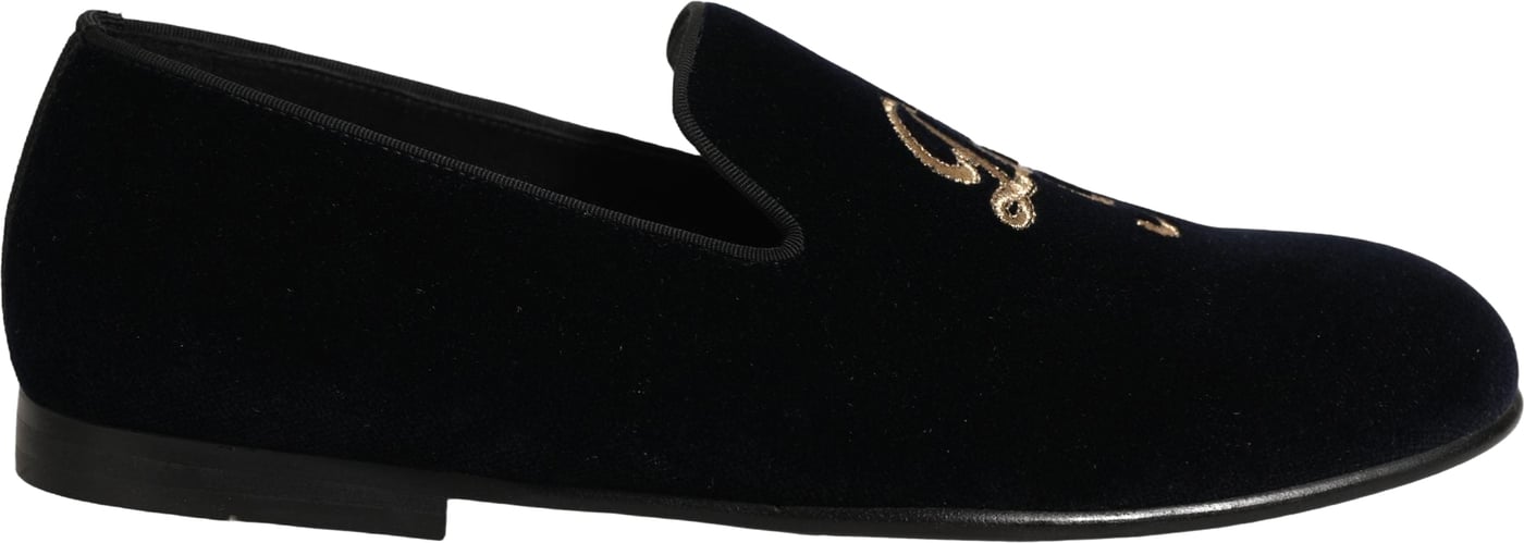 Dolce & Gabbana Black Suede DG Logo Slippers Men Loafers Shoes