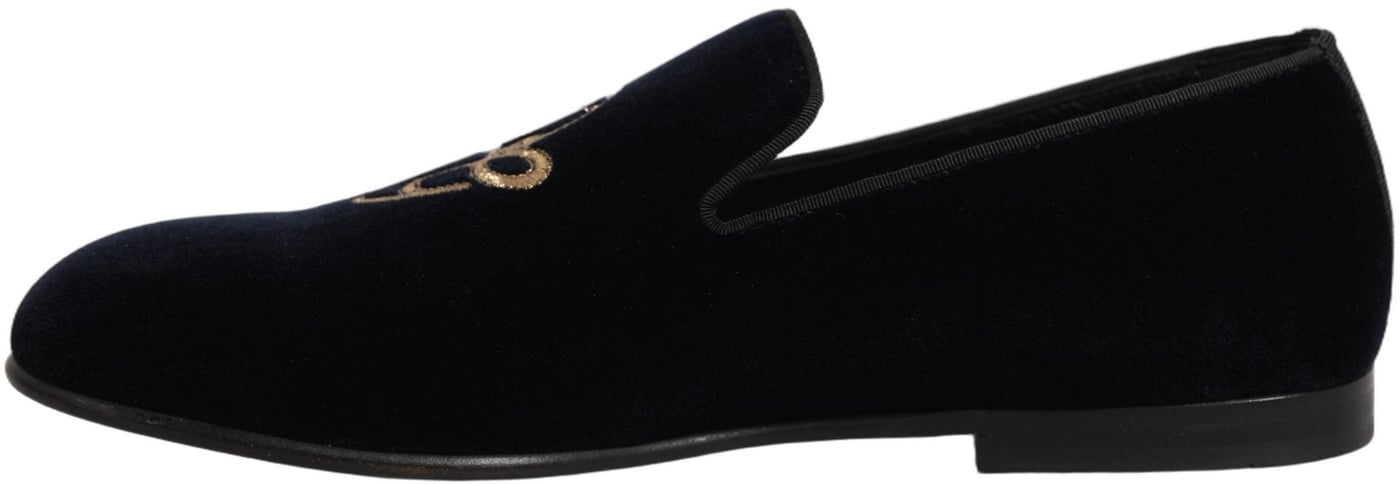 Dolce & Gabbana Black Suede DG Logo Slippers Men Loafers Shoes