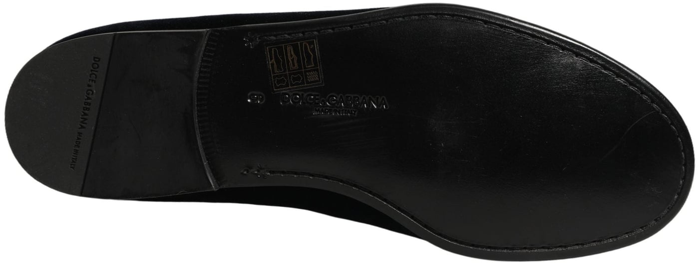 Dolce & Gabbana Black Suede DG Logo Slippers Men Loafers Shoes