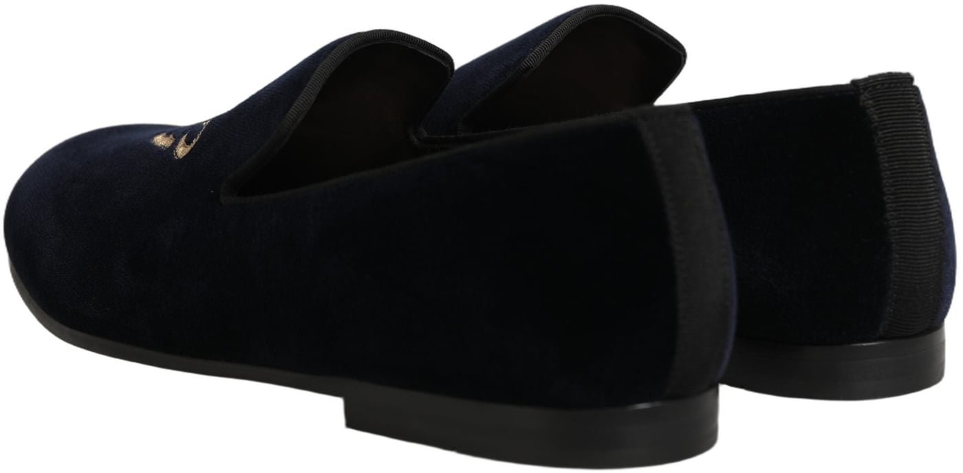 Dolce & Gabbana Black Suede DG Logo Slippers Men Loafers Shoes