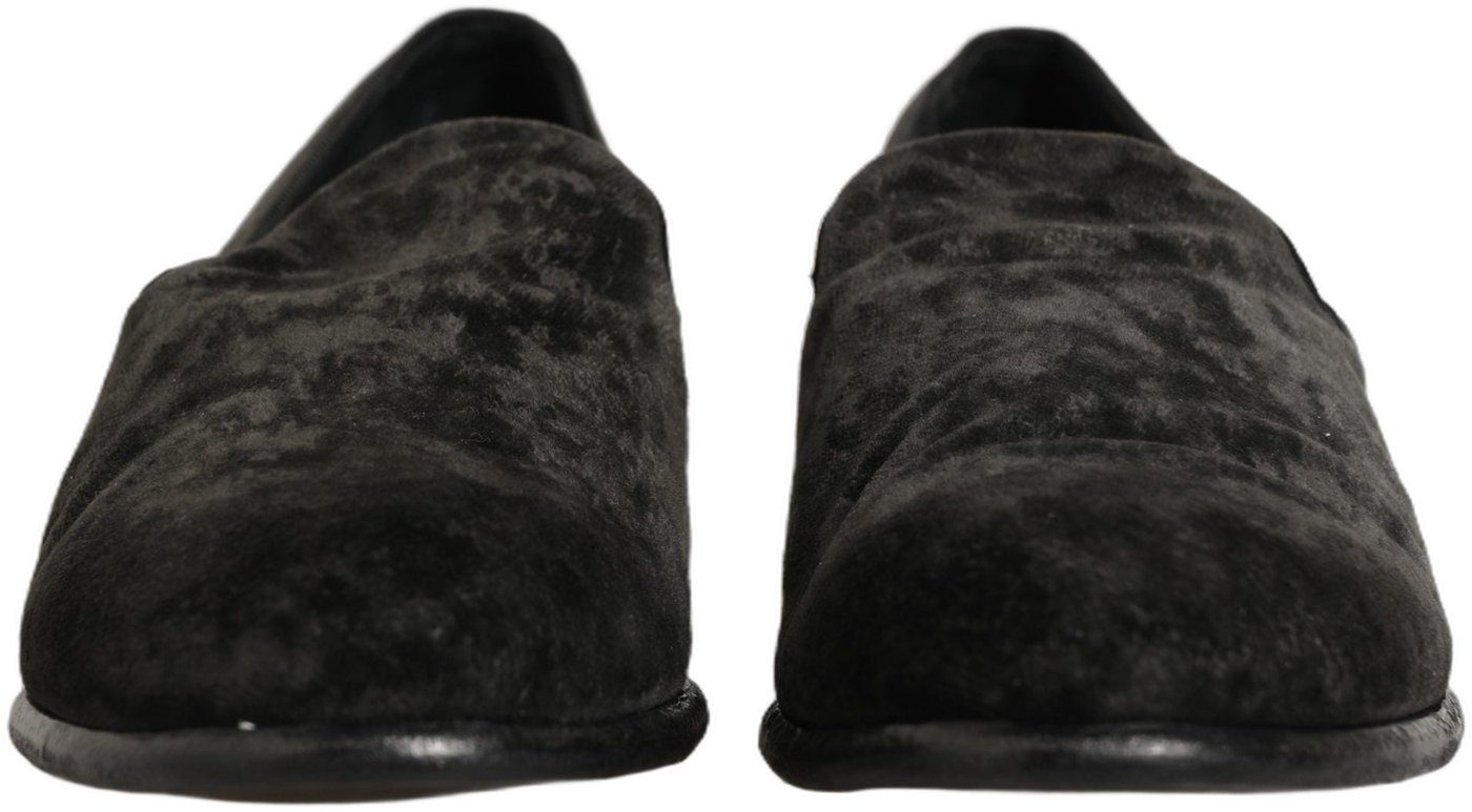 Dolce & Gabbana Black Suede Slip On Men Slippers Loafers Shoes