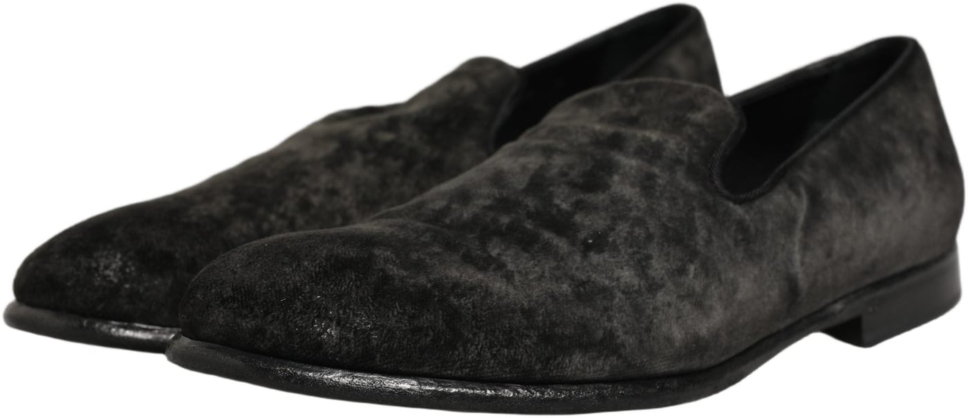 Dolce & Gabbana Black Suede Slip On Men Slippers Loafers Shoes