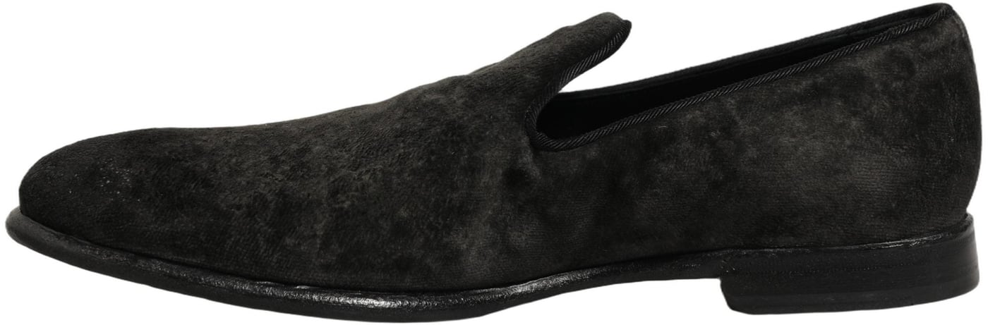 Dolce & Gabbana Black Suede Slip On Men Slippers Loafers Shoes