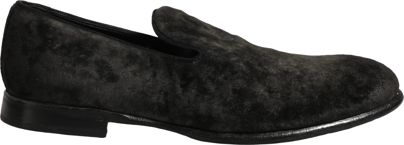 Dolce & Gabbana Black Suede Slip On Men Slippers Loafers Shoes