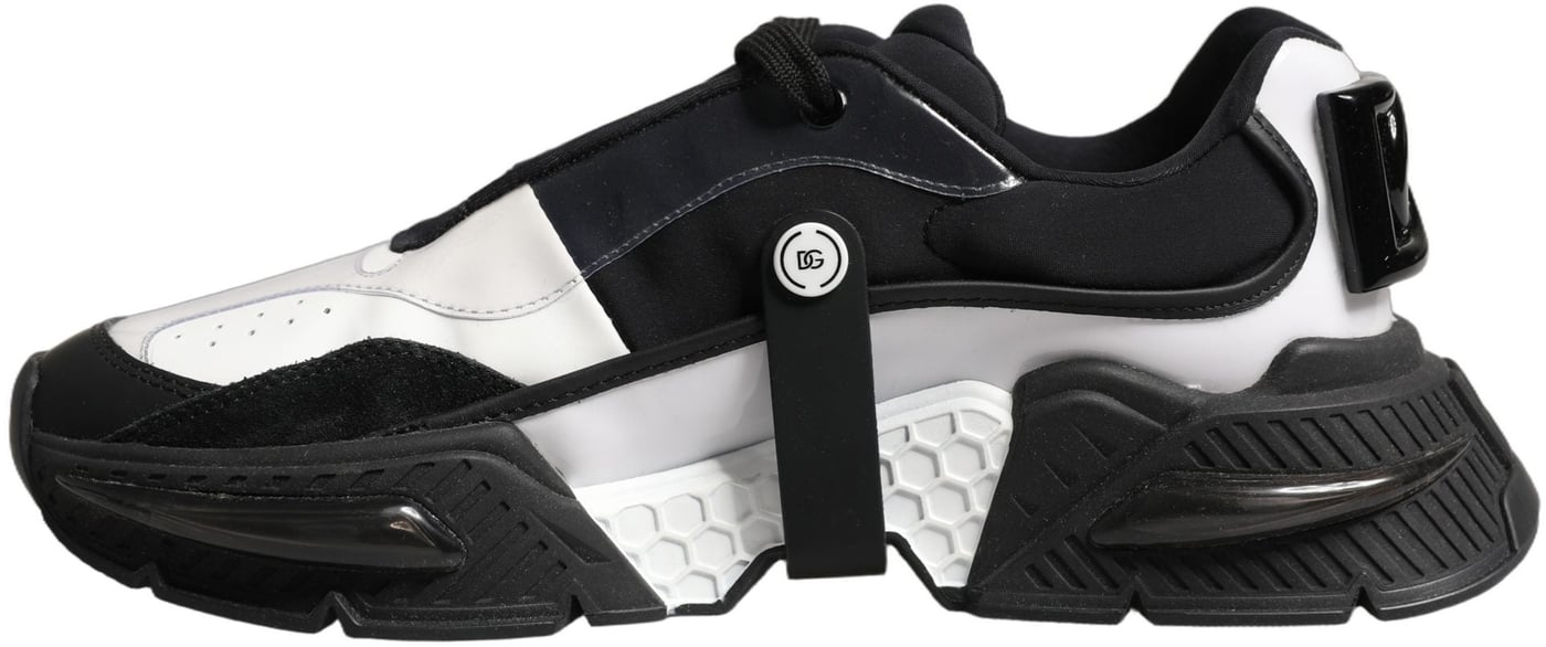 Dolce & Gabbana White Black Logo Airmaster Men Sneakers Shoes