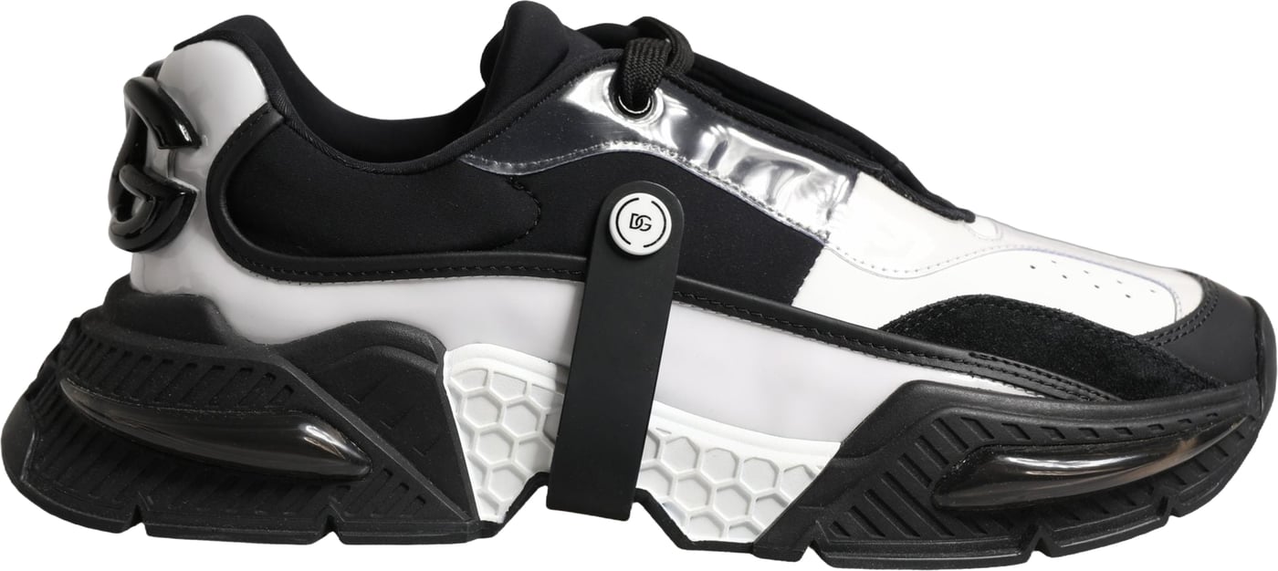 Dolce & Gabbana White Black Logo Airmaster Men Sneakers Shoes