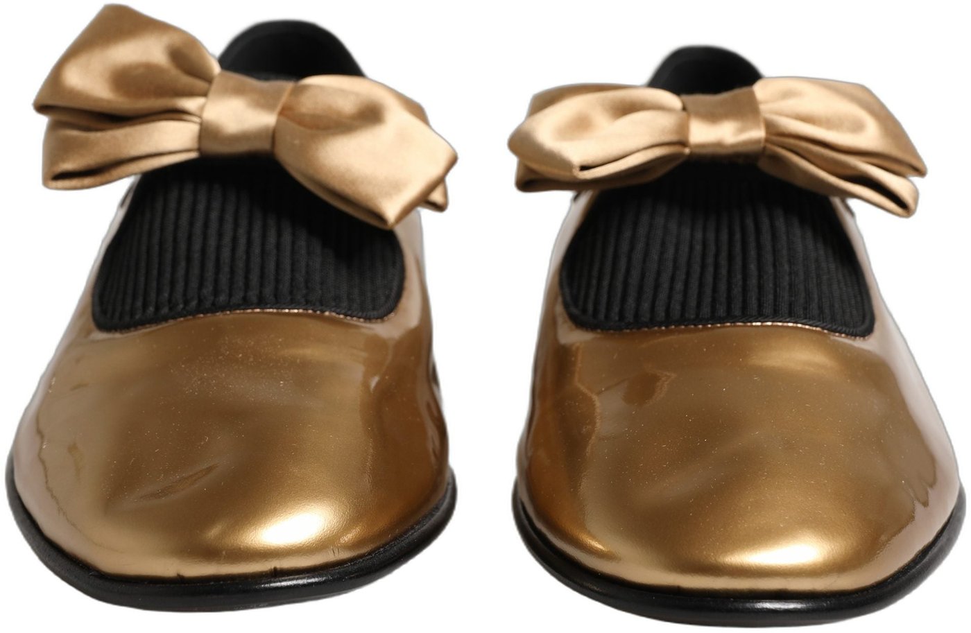 Dolce & Gabbana Metallic Gold Leather Flats Loafers Shoes