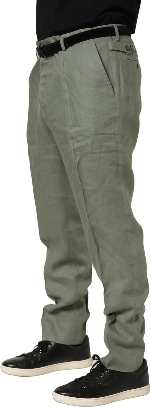 Dolce & Gabbana Gray Linen Tapered Men Dress Trouser Pants