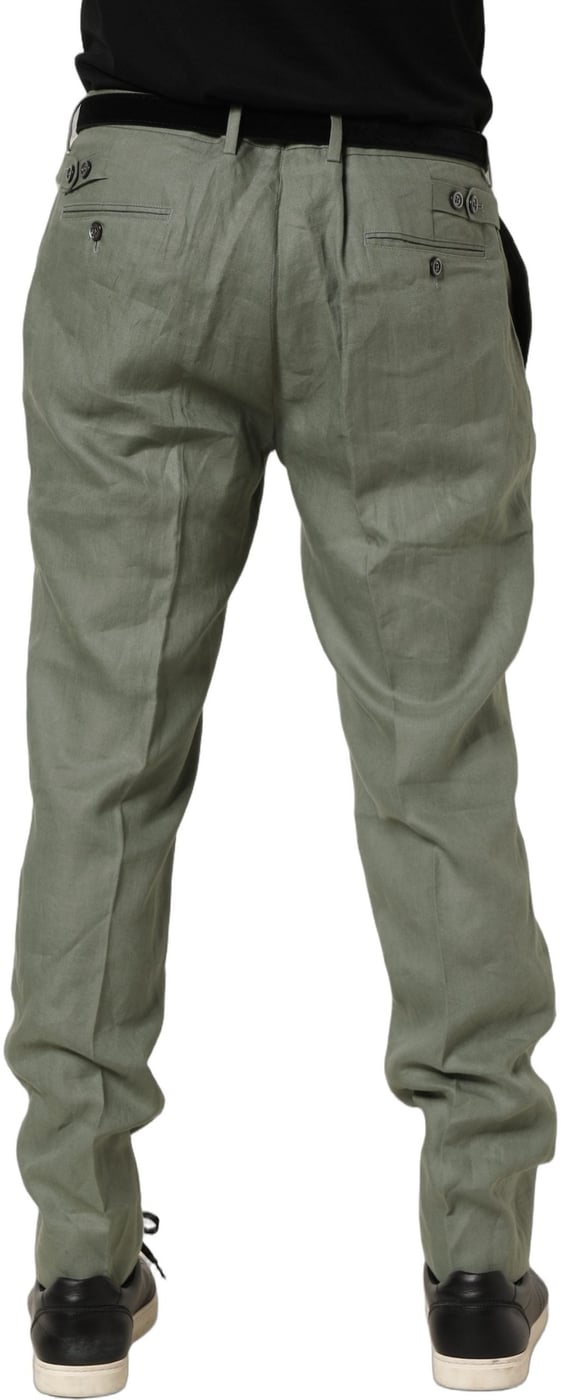 Dolce & Gabbana Gray Linen Tapered Men Dress Trouser Pants