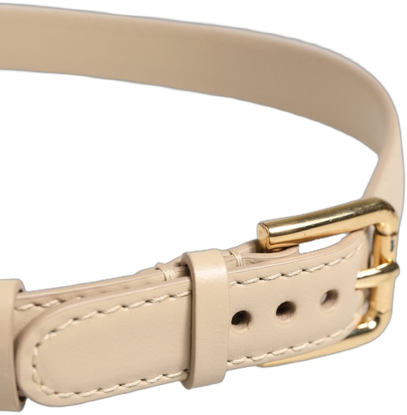 Dolce & Gabbana Beige Embossed Leather Gold Buckle Belt Strap Bracelet