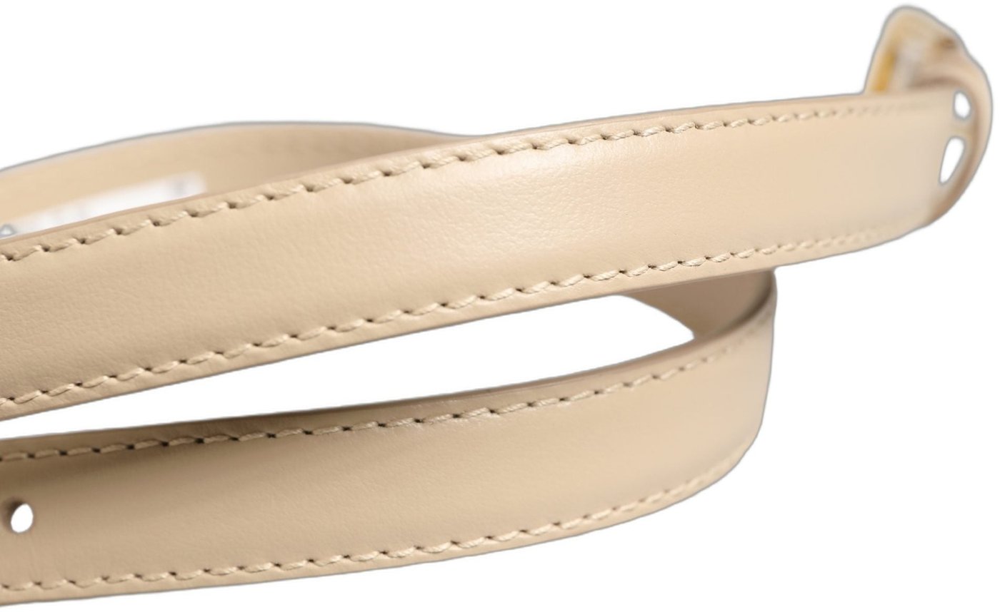 Dolce & Gabbana Beige Embossed Leather Gold Buckle Belt Strap Bracelet