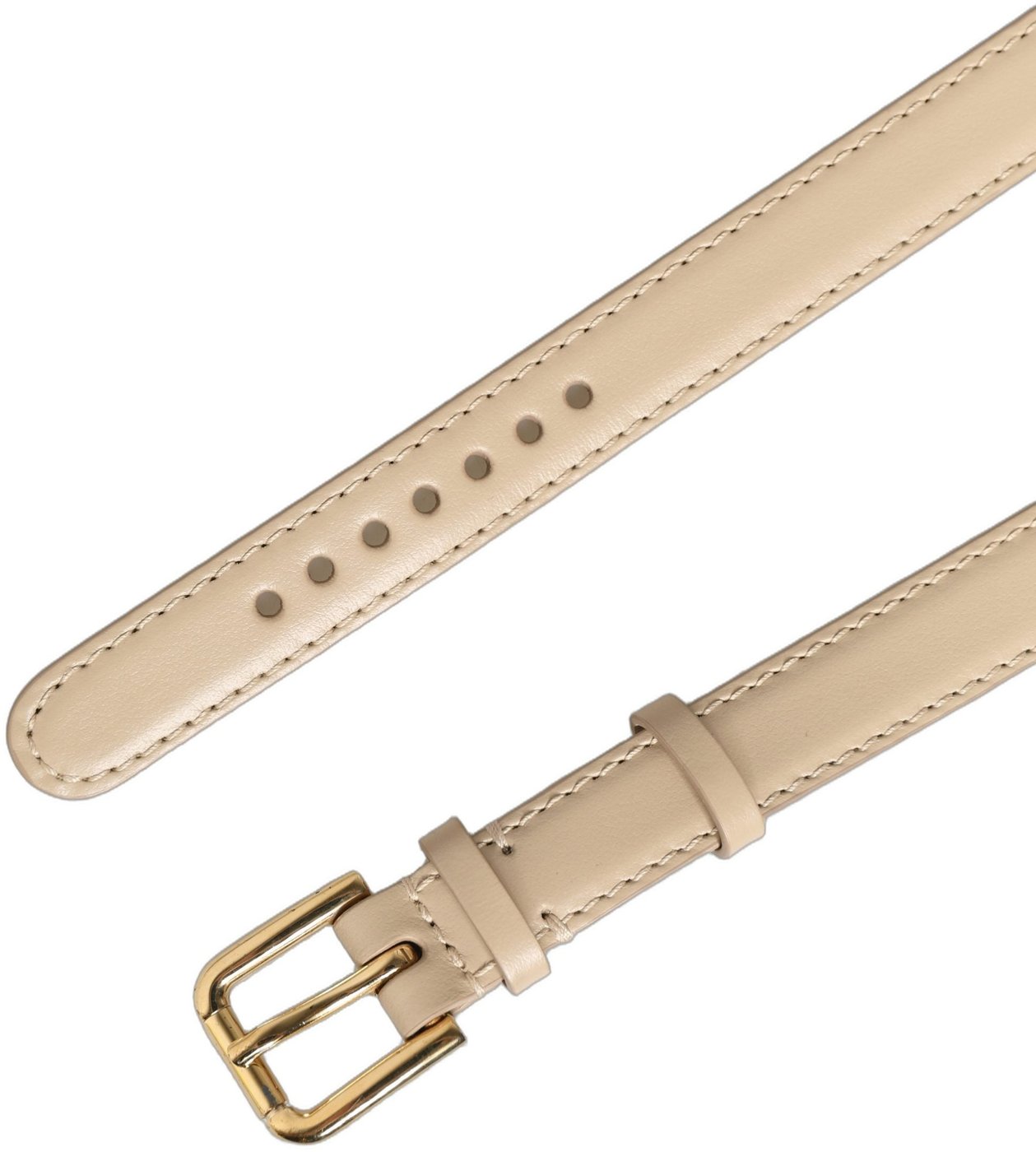 Dolce & Gabbana Beige Embossed Leather Gold Buckle Belt Strap Bracelet