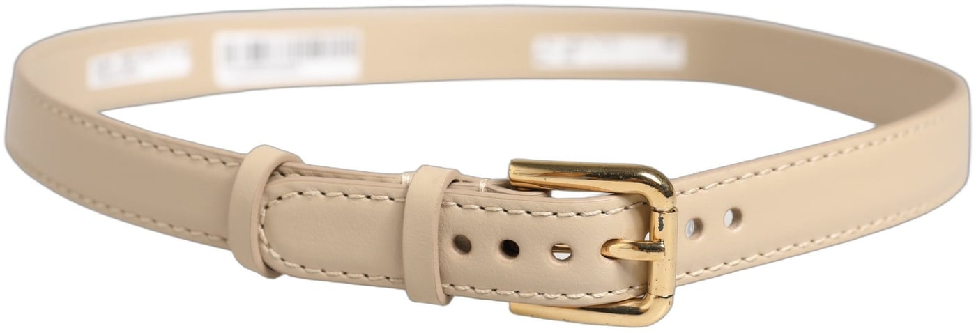Dolce & Gabbana Beige Embossed Leather Gold Buckle Belt Strap Bracelet