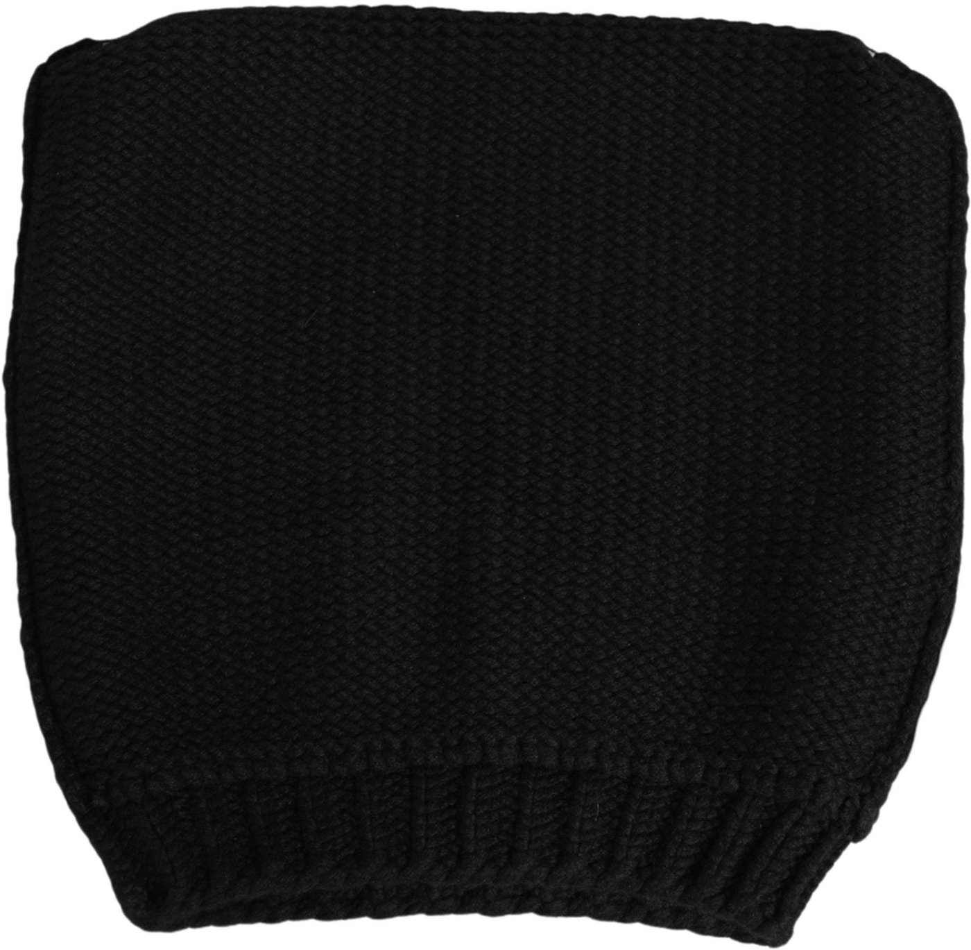 Dolce & Gabbana Black Cashmere Knitted Ribbed Cuff Beanie Hat