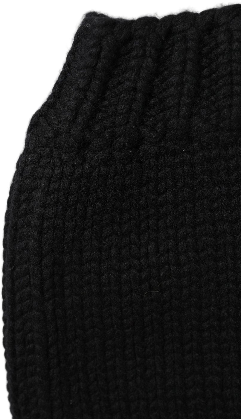 Dolce & Gabbana Black Cashmere Knitted Ribbed Cuff Beanie Hat