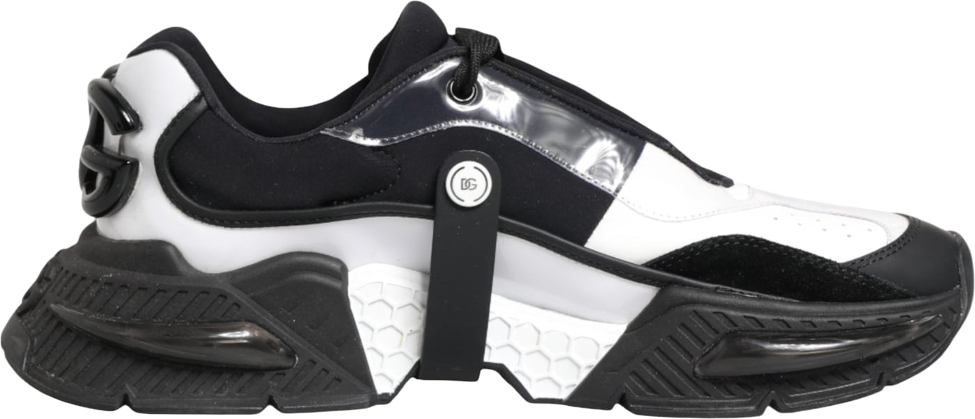 Dolce & Gabbana White Black Logo Airmaster Men Sneakers Shoes