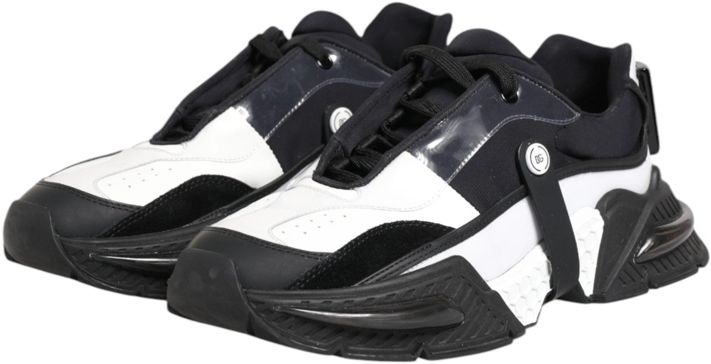 Dolce & Gabbana White Black Logo Airmaster Men Sneakers Shoes