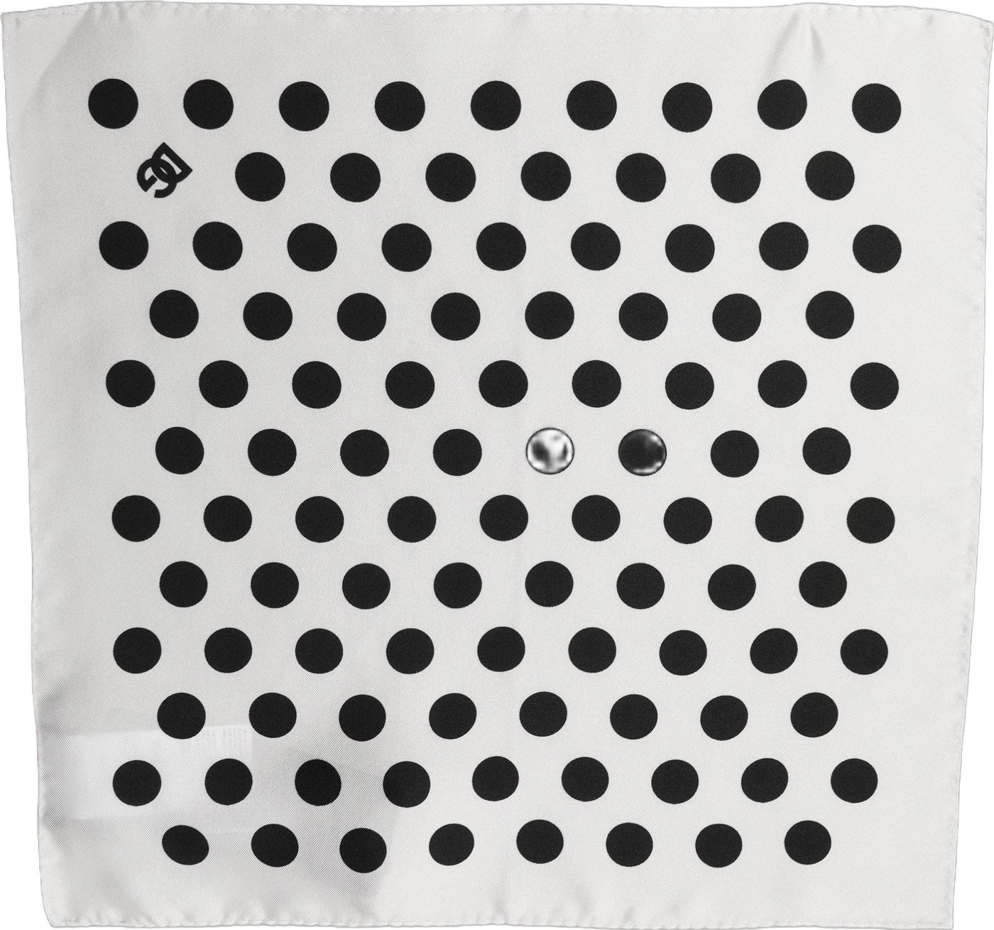 Dolce & Gabbana White Black Polka Dot Square Foulard Scarf