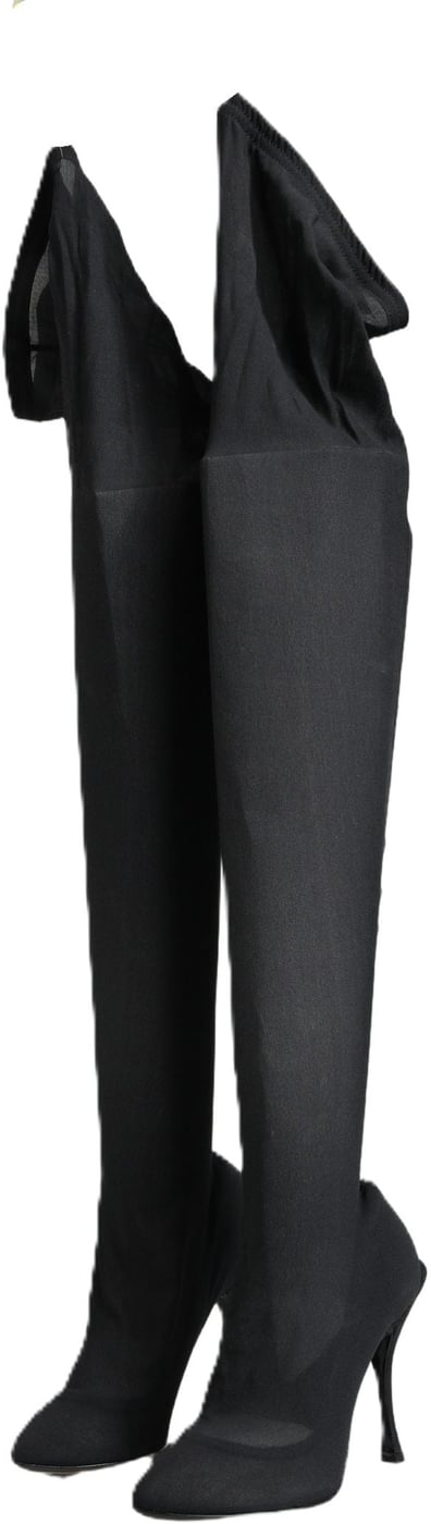 Dolce & Gabbana Black Stretch Socks Knee High Boots Shoes