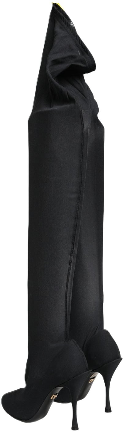 Dolce & Gabbana Black Stretch Socks Knee High Boots Shoes