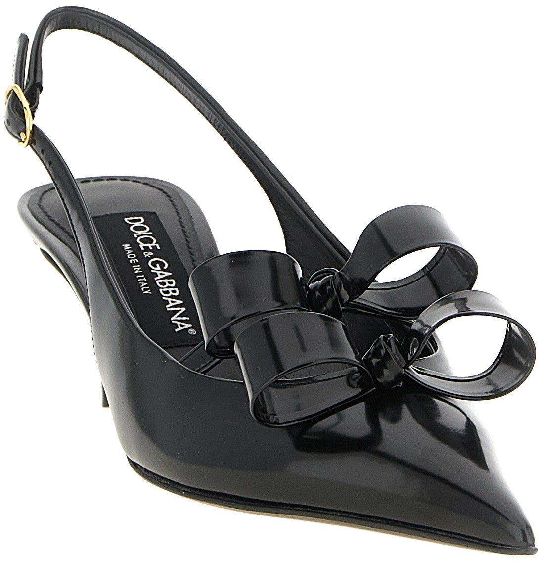 Dolce & Gabbana Black Calfskin Mid Heel Pumps