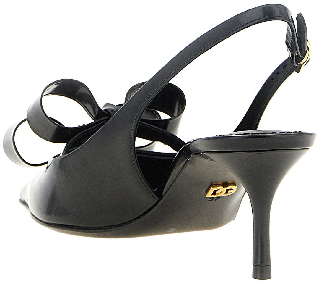 Dolce & Gabbana Black Calfskin Mid Heel Pumps