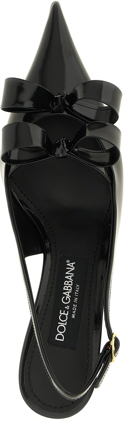 Dolce & Gabbana Black Calfskin Mid Heel Pumps