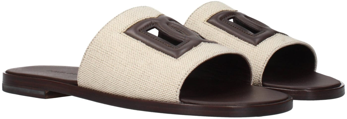 Dolce & Gabbana Beige Fabric Slippers