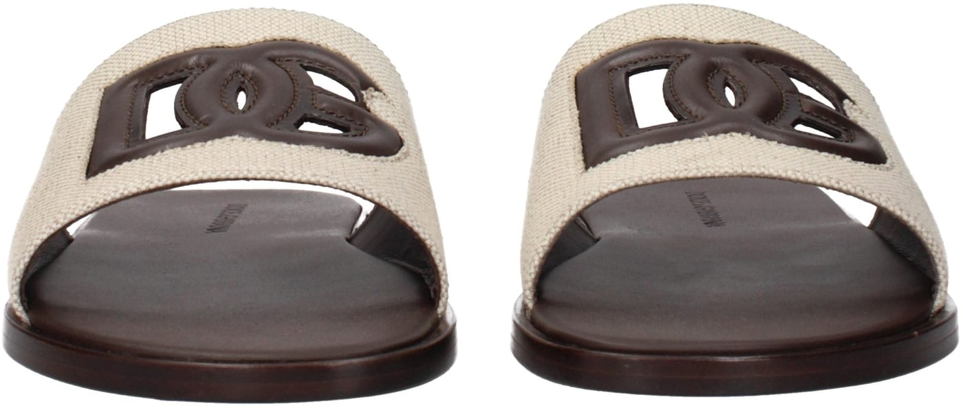 Dolce & Gabbana Beige Fabric Slippers