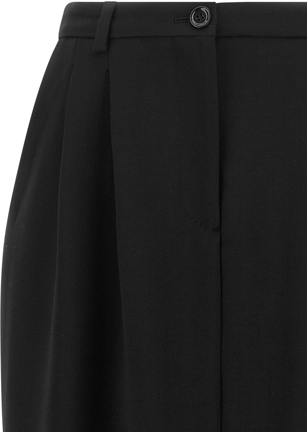 Tailored Front Slit Pleated Waistband Midi Skirt