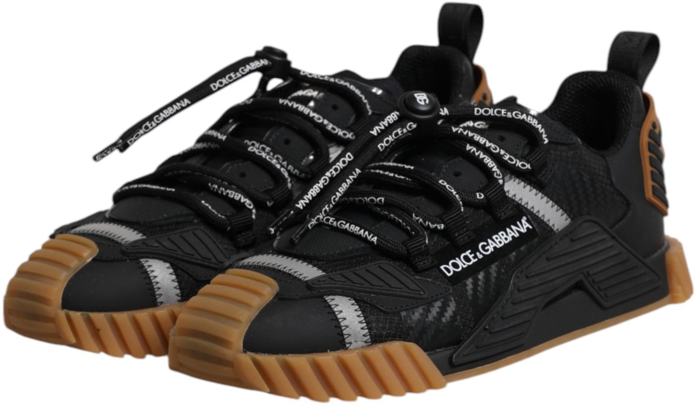 Dolce & Gabbana Black Logo Lace Up Low Top NS1 Sneakers Shoes