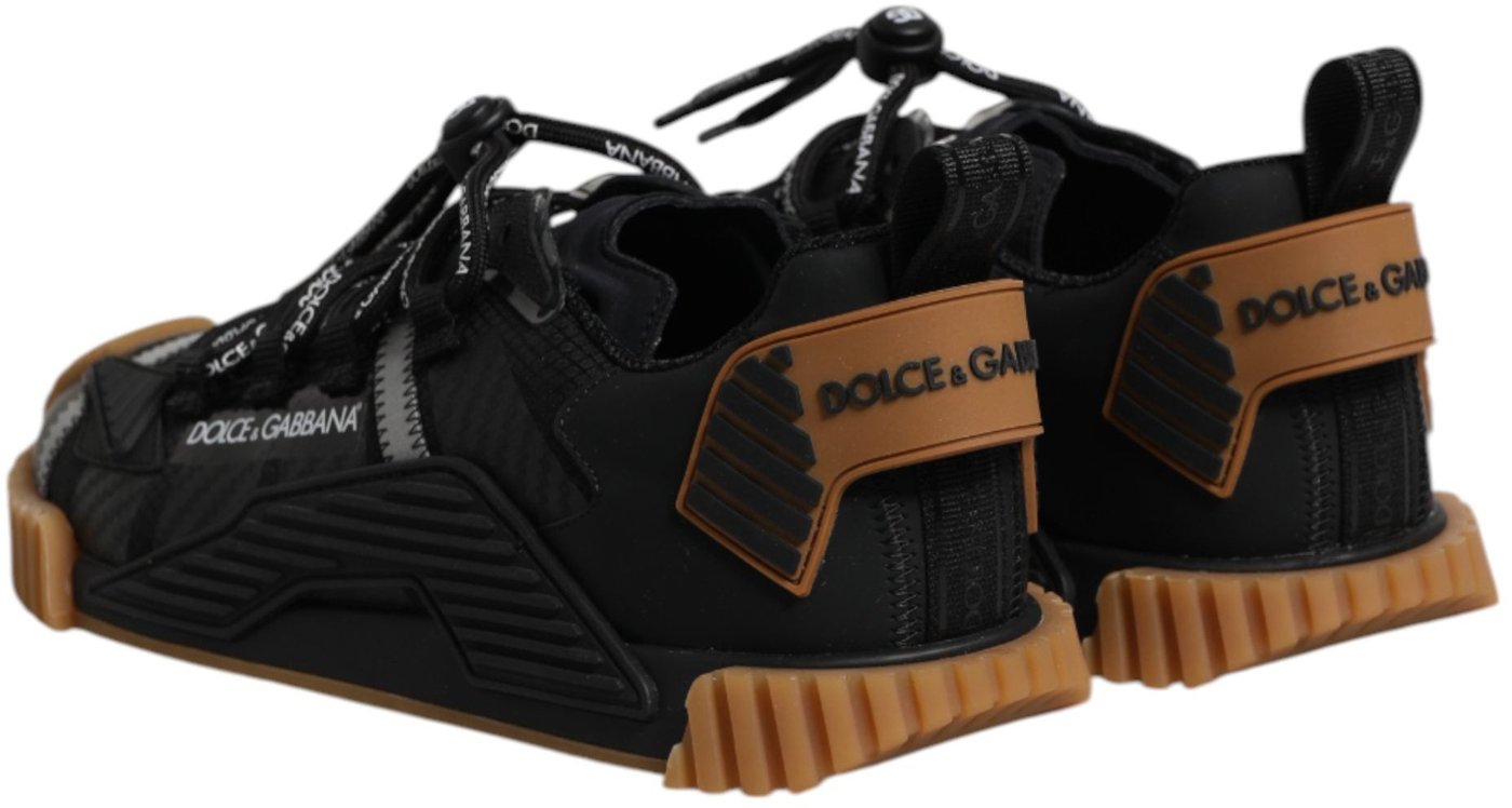 Dolce & Gabbana Black Logo Lace Up Low Top NS1 Sneakers Shoes