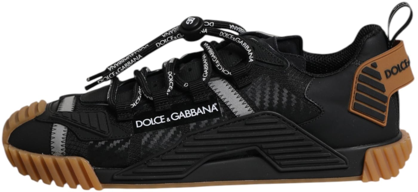 Dolce & Gabbana Black Logo Lace Up Low Top NS1 Sneakers Shoes