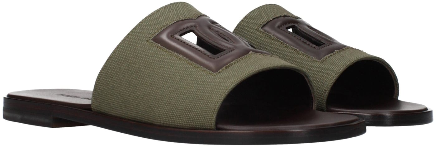 Dolce & Gabbana Green Fabric Slippers