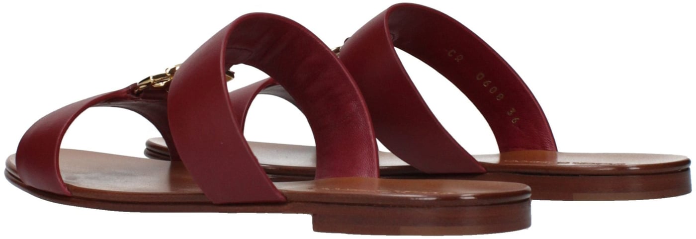 Dolce & Gabbana Red Leather Slippers