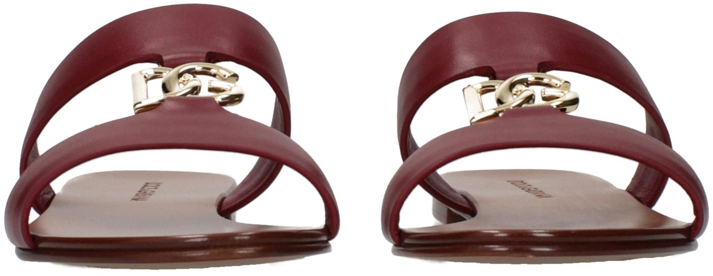 Dolce & Gabbana Red Leather Slippers
