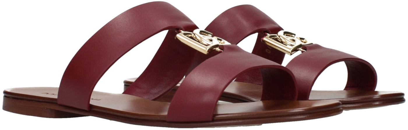Dolce & Gabbana Red Leather Slippers