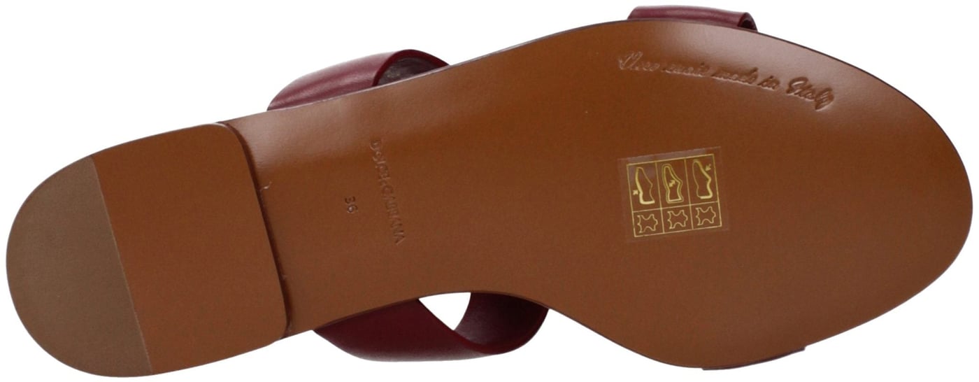 Dolce & Gabbana Red Leather Slippers