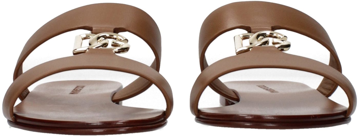 Dolce & Gabbana Brown Leather Slippers