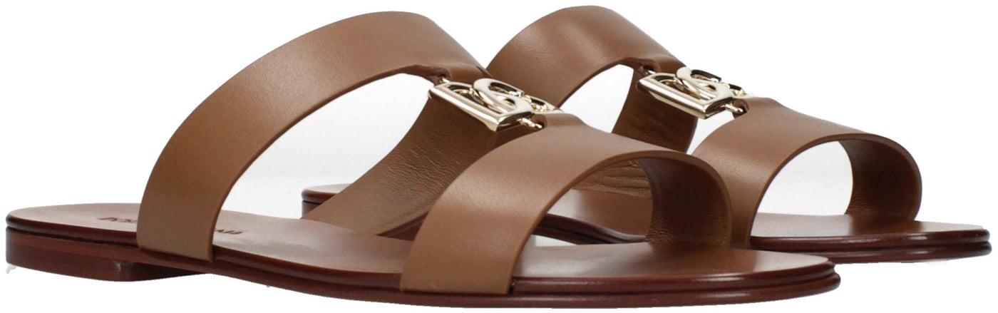 Dolce & Gabbana Brown Leather Slippers