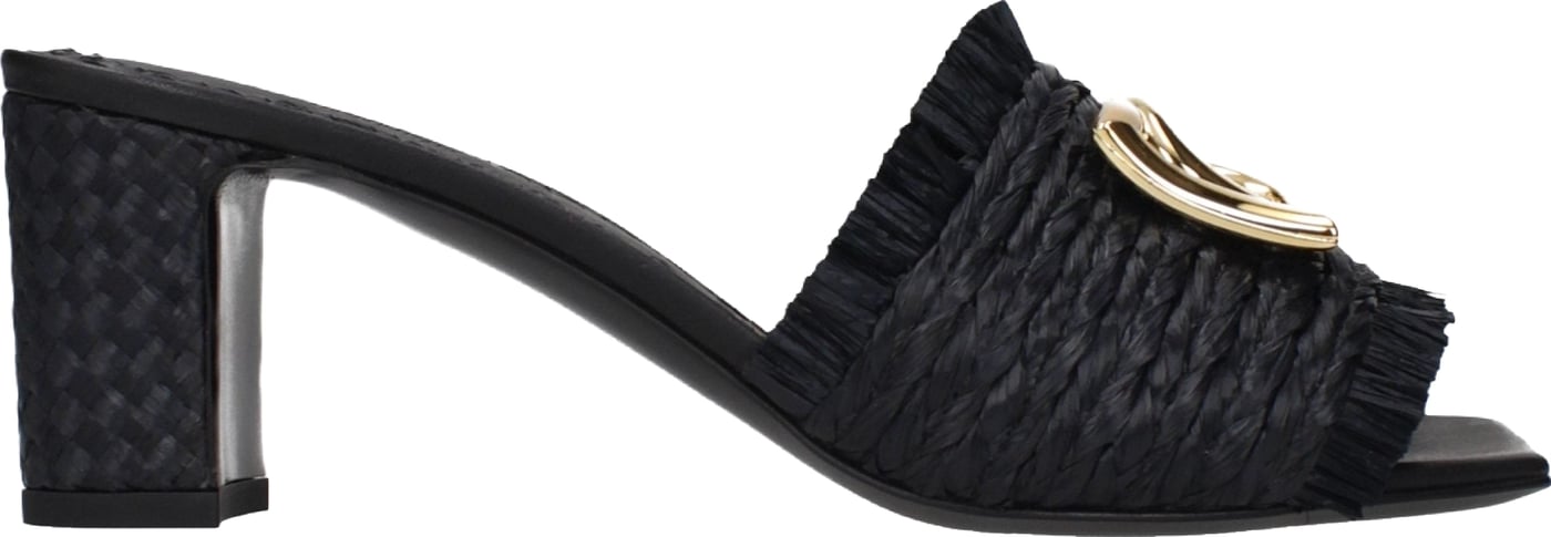 Dolce & Gabbana Black Raffia Platform Sandals