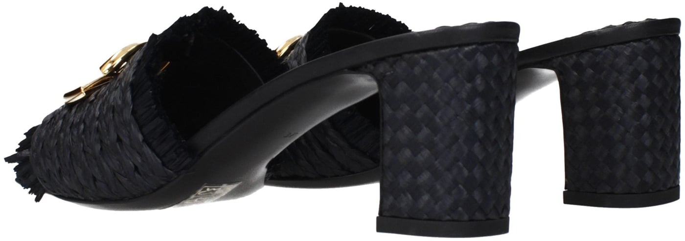 Dolce & Gabbana Black Raffia Platform Sandals