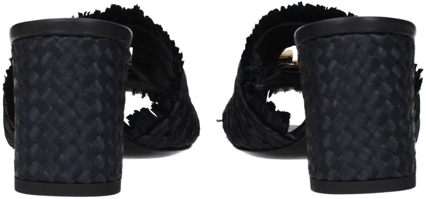 Dolce & Gabbana Black Raffia Platform Sandals