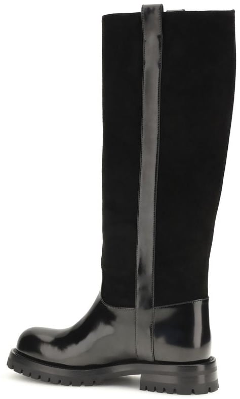 Black Tall Suede Shaft Boots