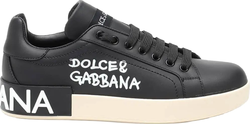 D&G Portofino Logo Print Trainers Men's Black