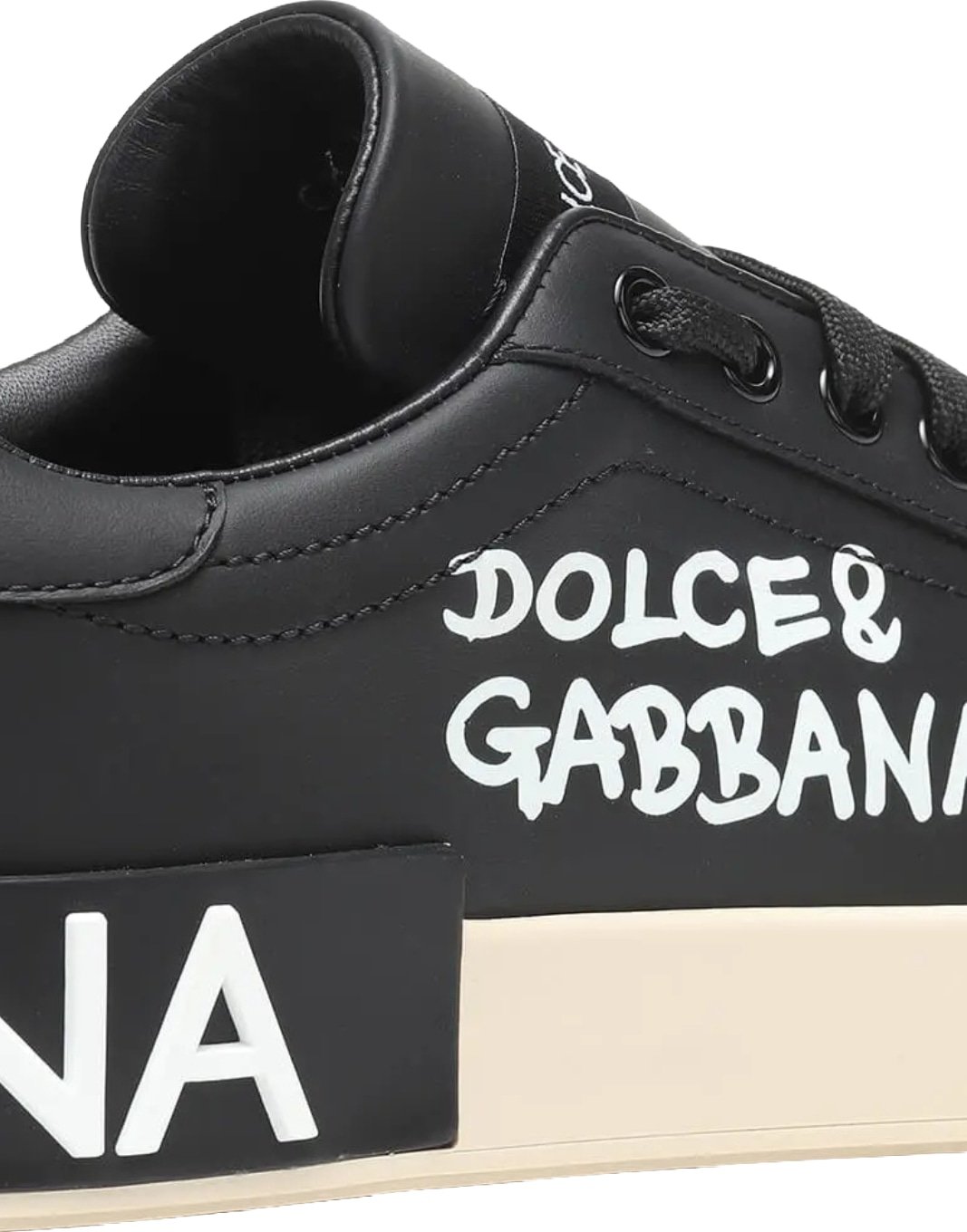D&G Portofino Logo Print Trainers Men's Black